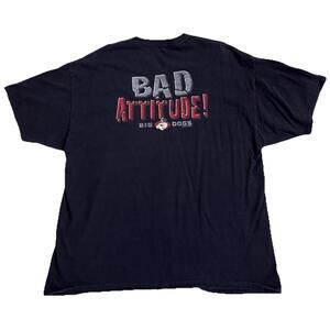 VTG Y2k 2000s Big Dogs Santa Barbara Bad Attitude Faded Blue Tee T-Shirt 2XL